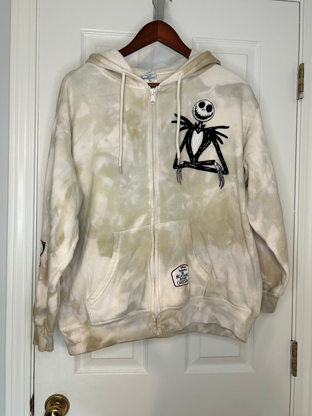 Disney Nightmare Before Christmas Hoodie XL Jack Skellington Zip Up Tie Dye